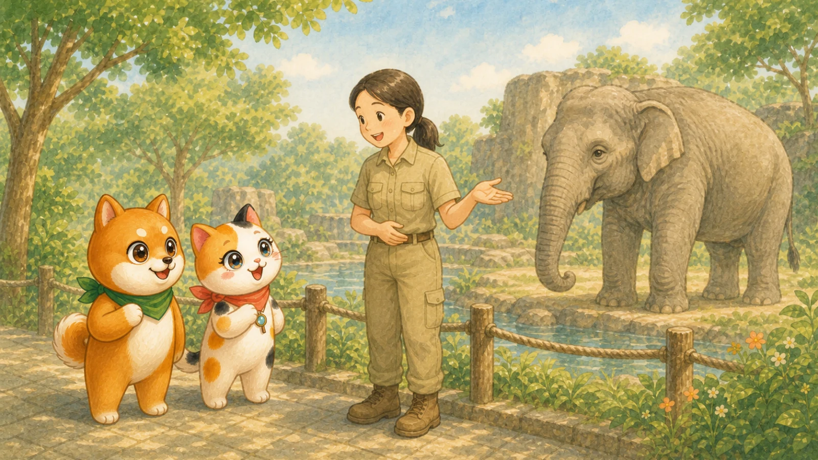 「キーパーズトーク:アジアゾウ」のイメージイラスト（みちみっけ）
