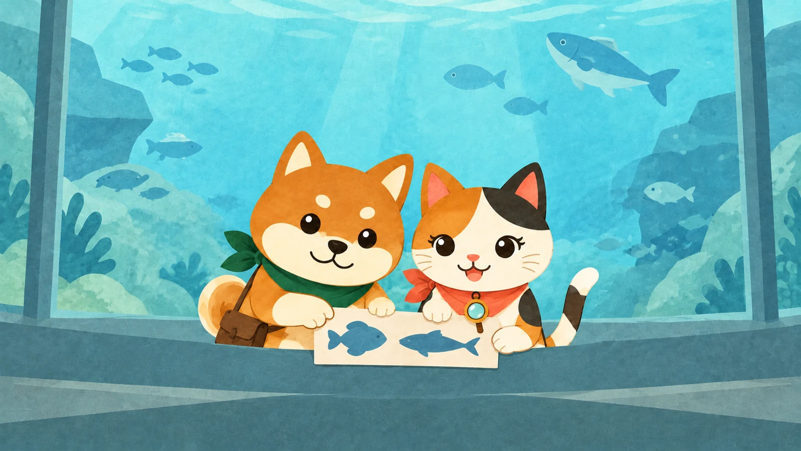 「新丸子こども文化センター【10/3多摩川水族館】」のイメージイラスト（みちみっけ）