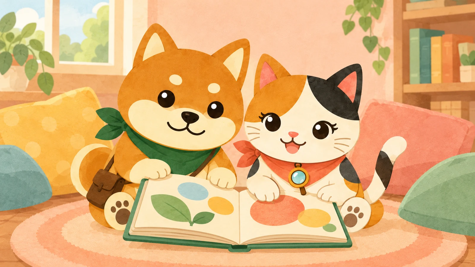 「としょかん乳幼児おはなし会「おはなしひろばぴよぴよ＆てくてく」（泉南市立図書館）」のイメージイラスト（みちみっけ）