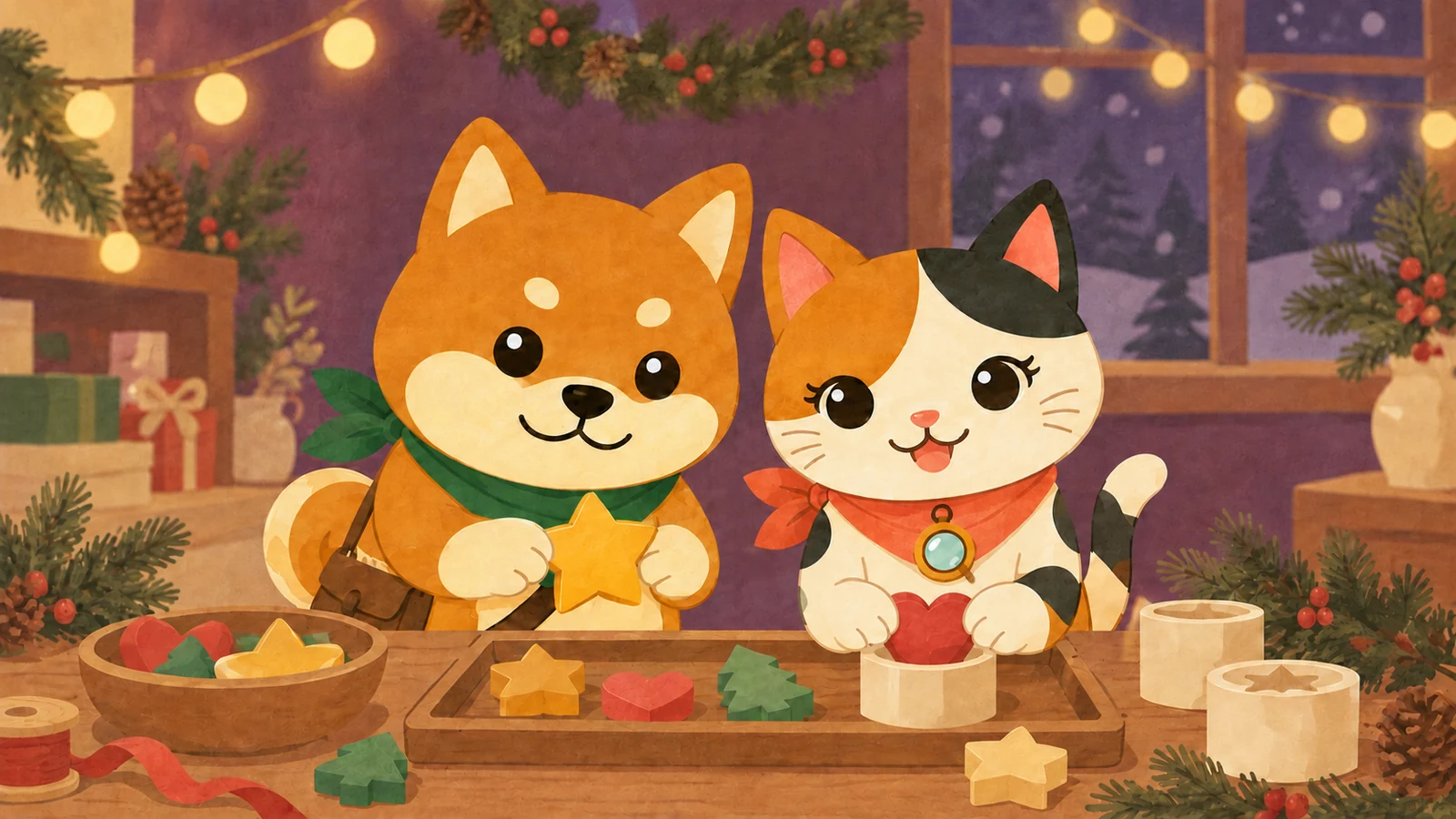 「ロウソクゴケでクリスマスキャンドル作り」のイメージイラスト（みちみっけ）