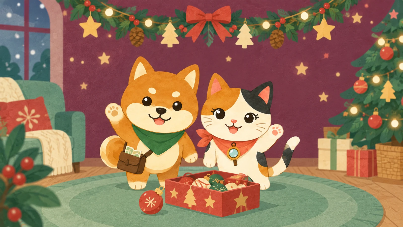 「親子でおやつ～クリスマスパフェ～」のイメージイラスト（みちみっけ）