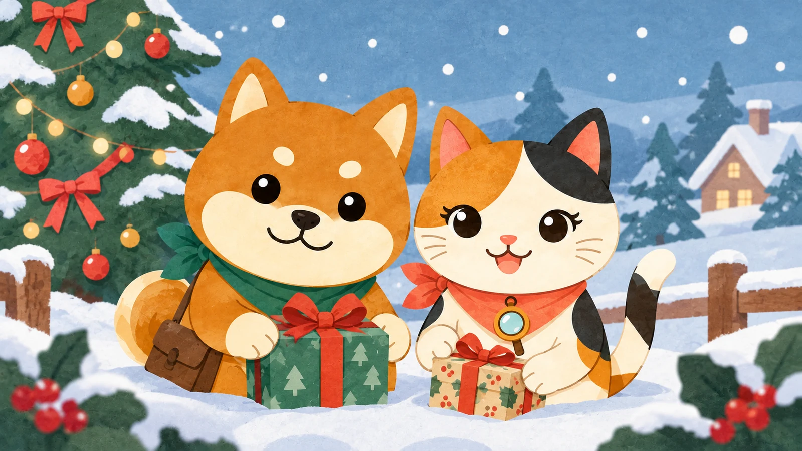 「大口にぎわい横丁クリスマスフェスタ」のイメージイラスト（みちみっけ）
