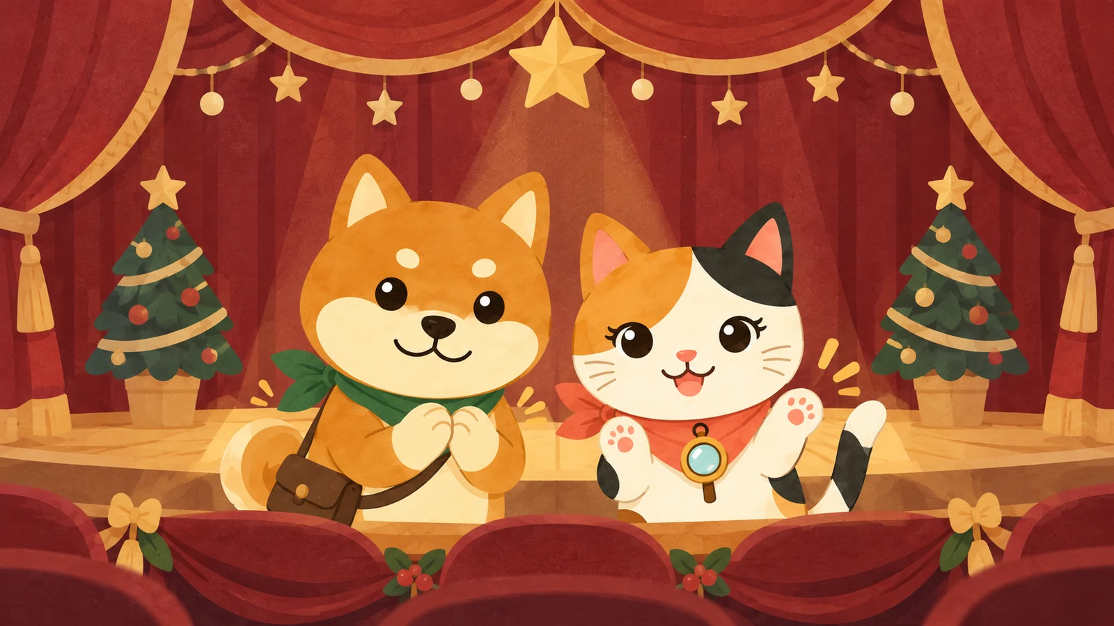 「おもちゃの楽団のウィンターワンダーランド（ヒネモスのクリスマスコンサート）」のイメージイラスト（みちみっけ）