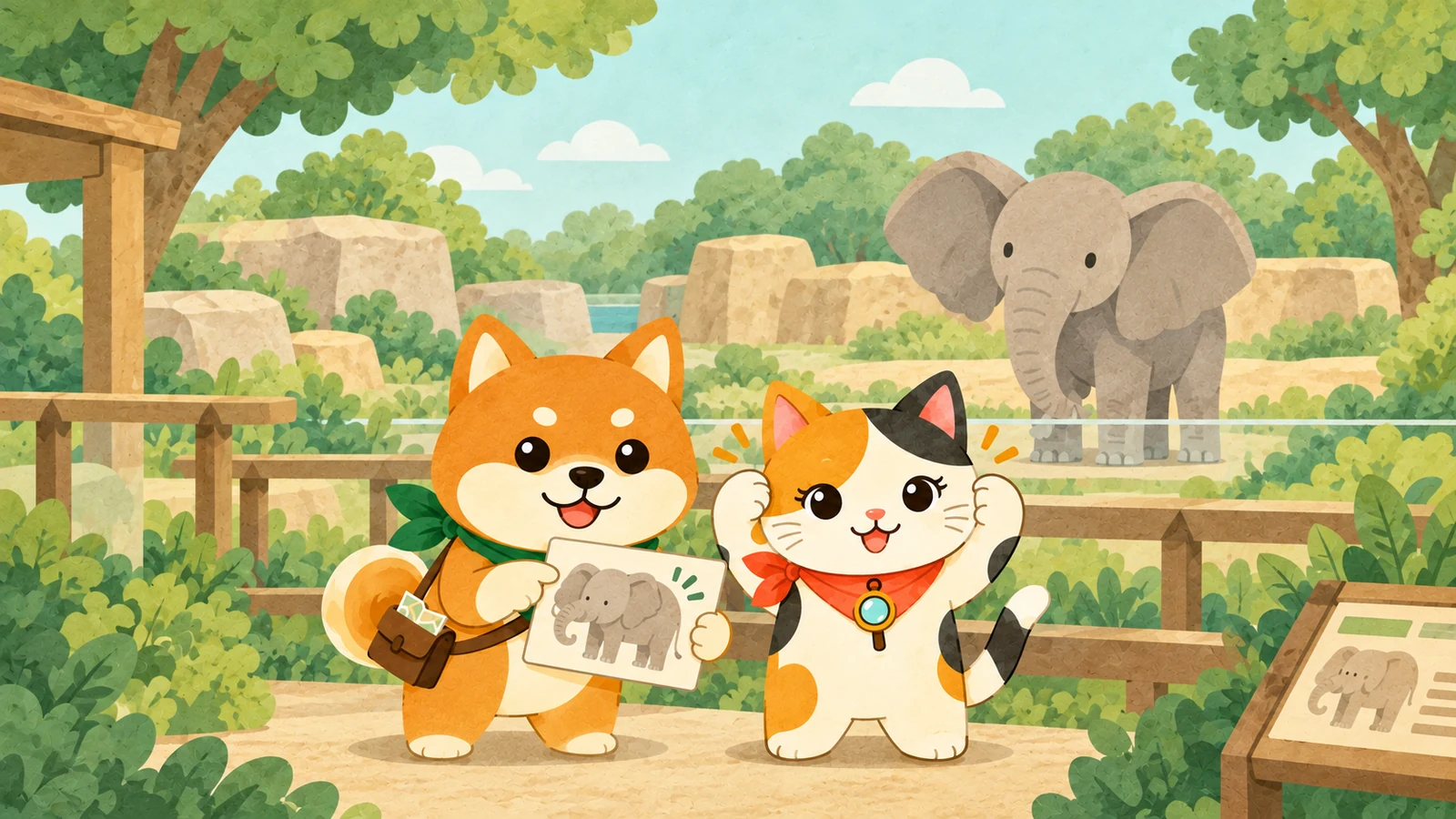 「キーパーズトーク:アジアゾウ」のイメージイラスト（みちみっけ）