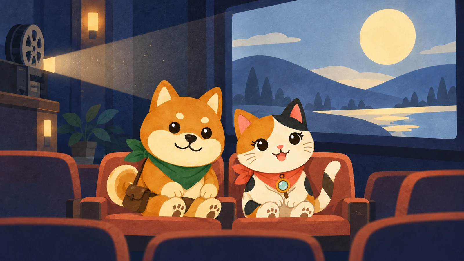 「子ども映画会『はらぺこあおむし』（毛呂山町図書館）」のイメージイラスト（みちみっけ）
