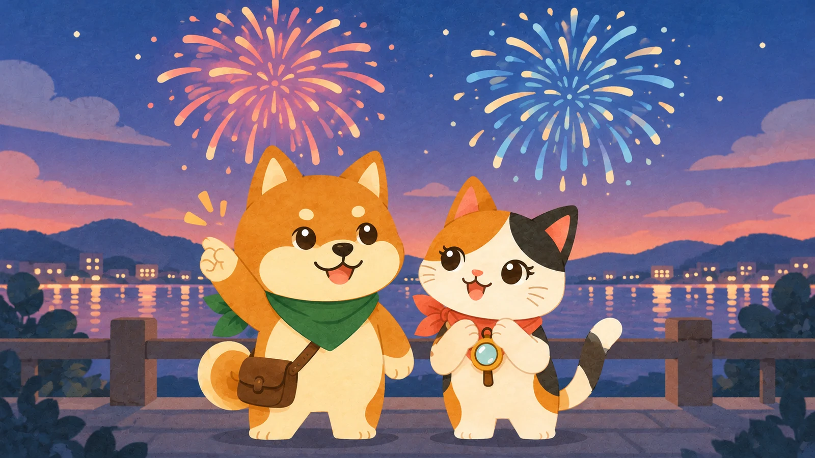 「Cygames presents 伊万里湾大花火2026」のイメージイラスト（みちみっけ）