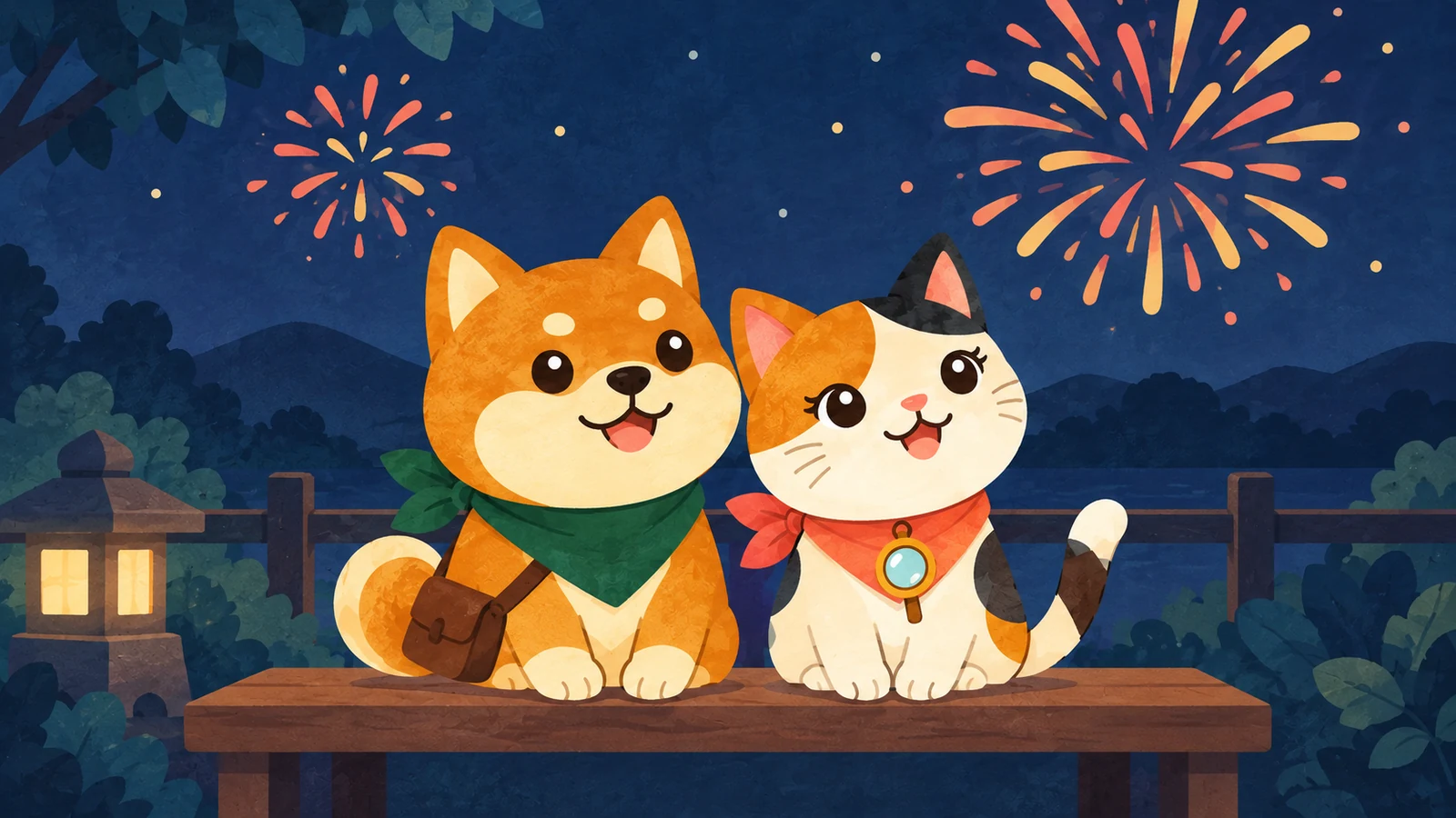 「中山池自然公園 冬の花火（三間）」のイメージイラスト（みちみっけ）