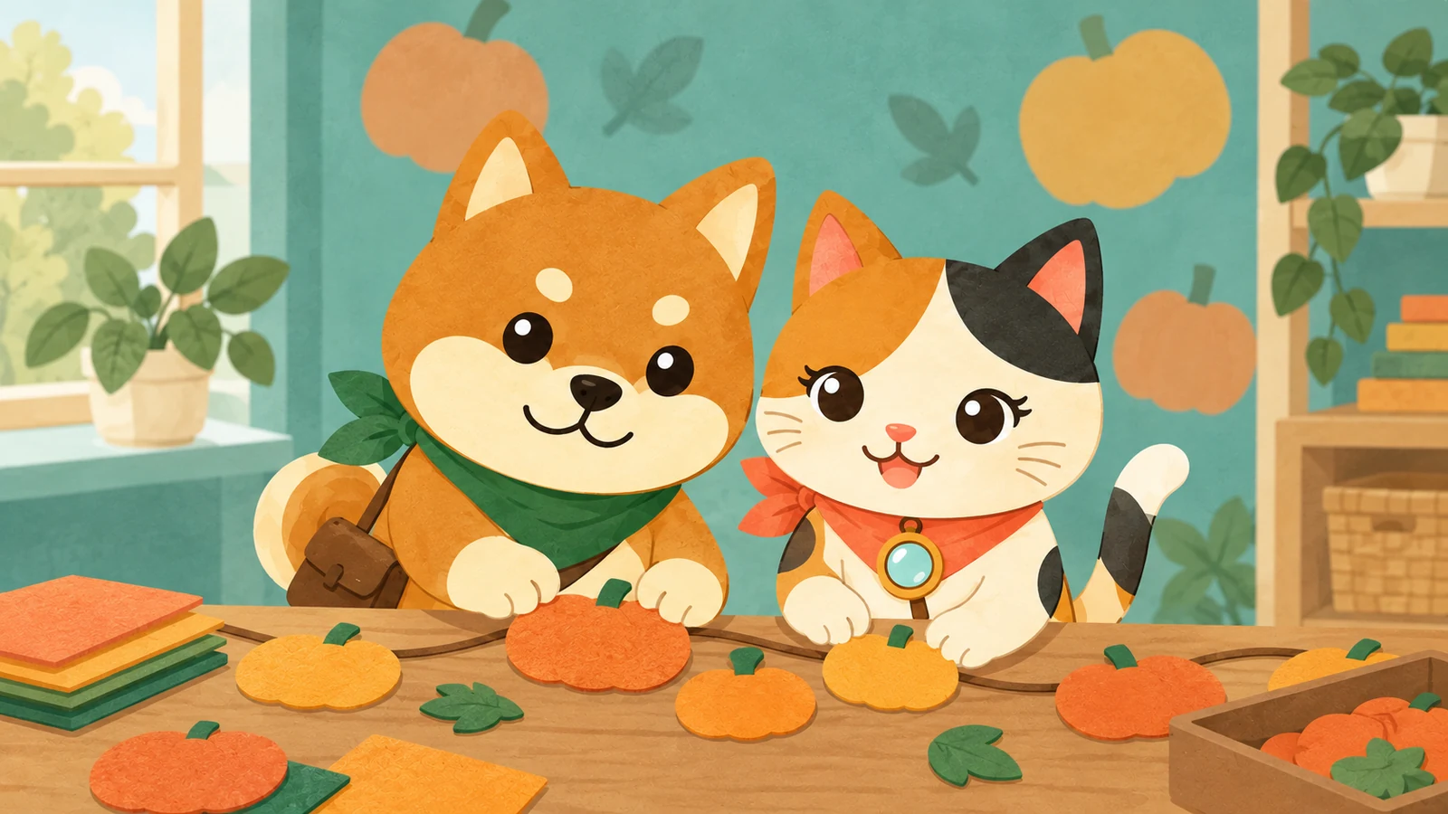 「舞岡)特別企画 まいちくキッズ工作～ハロウィン飾りづくり～」のイメージイラスト（みちみっけ）