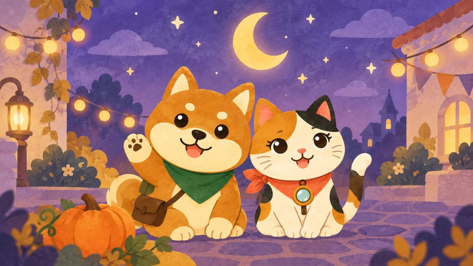「ハロウィンナイト遊園地（のんほいパーク オータムフェスティバル2026）」のイメージイラスト（みちみっけ）