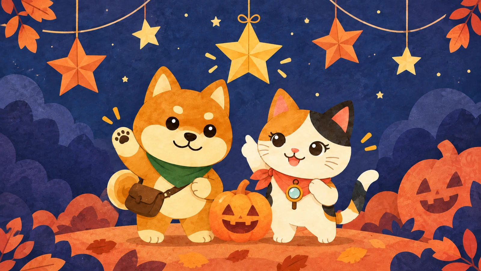 「ハロウィン・カラフルキッズフェス（JR忍ケ丘駅前）」のイメージイラスト（みちみっけ）