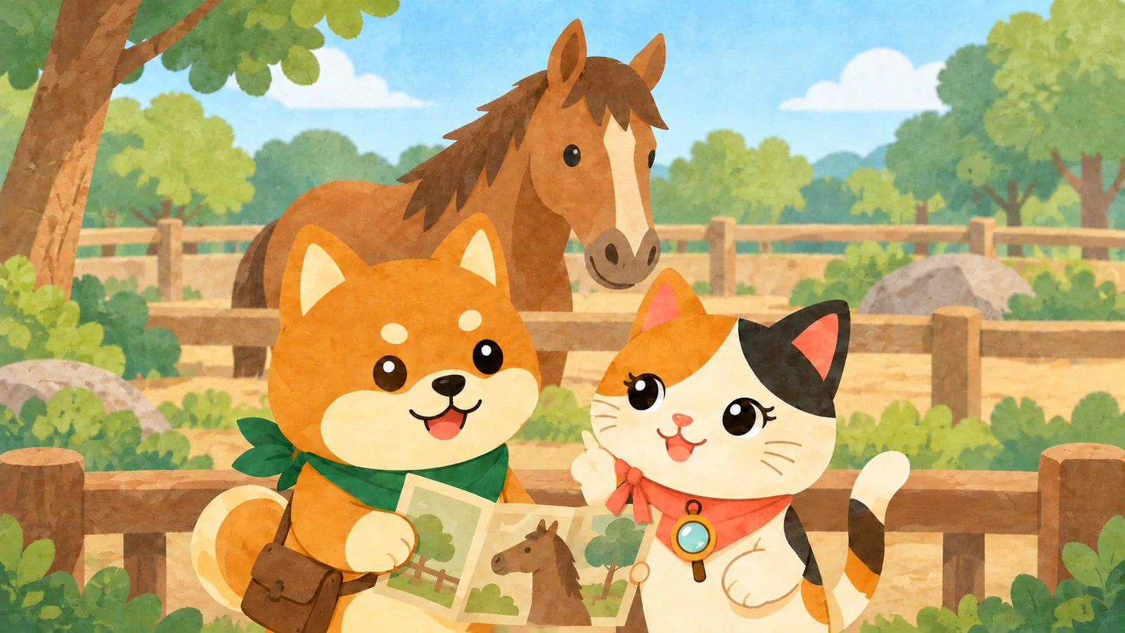 「動物ガイド:モウコノウマ」のイメージイラスト（みちみっけ）