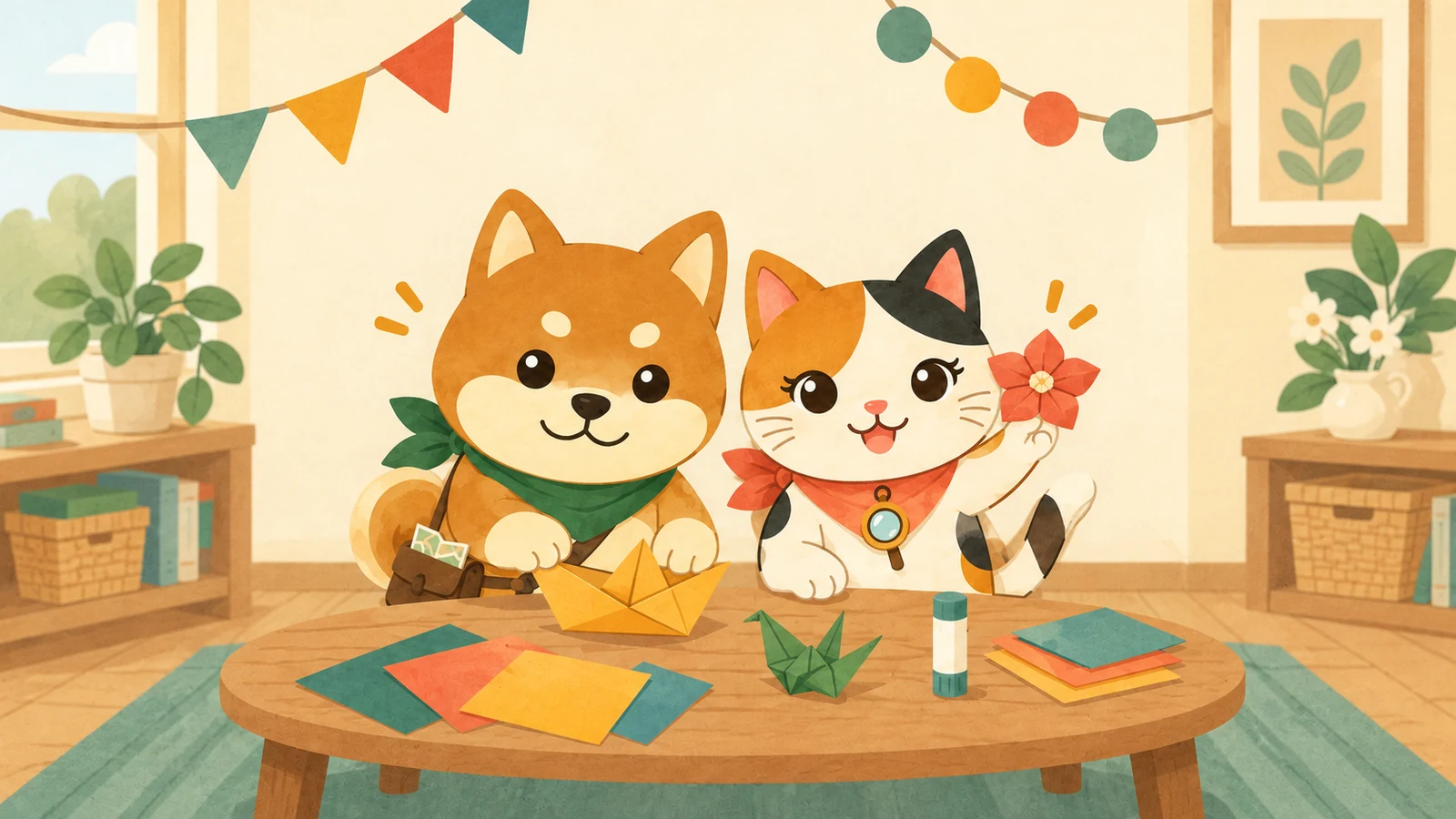 「おりがみ教室「きのこ」」のイメージイラスト（みちみっけ）