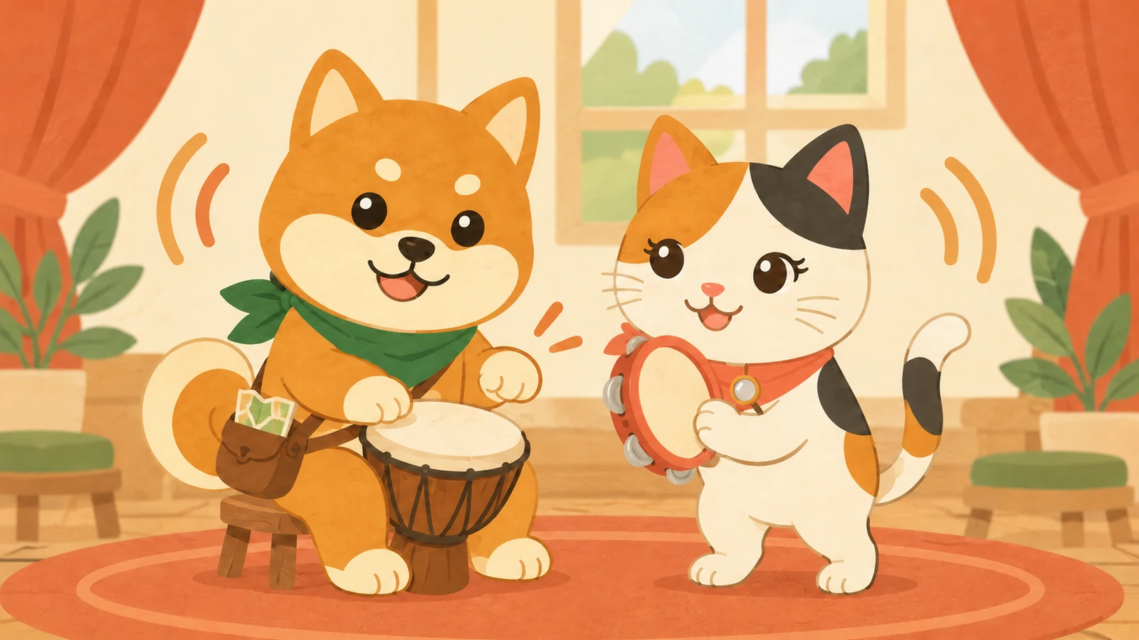 「音と遊ぼうリトミック」のイメージイラスト（みちみっけ）