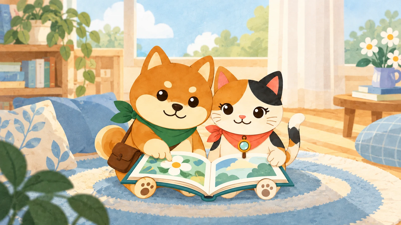 「図書館おはなし会（11月）」のイメージイラスト（みちみっけ）
