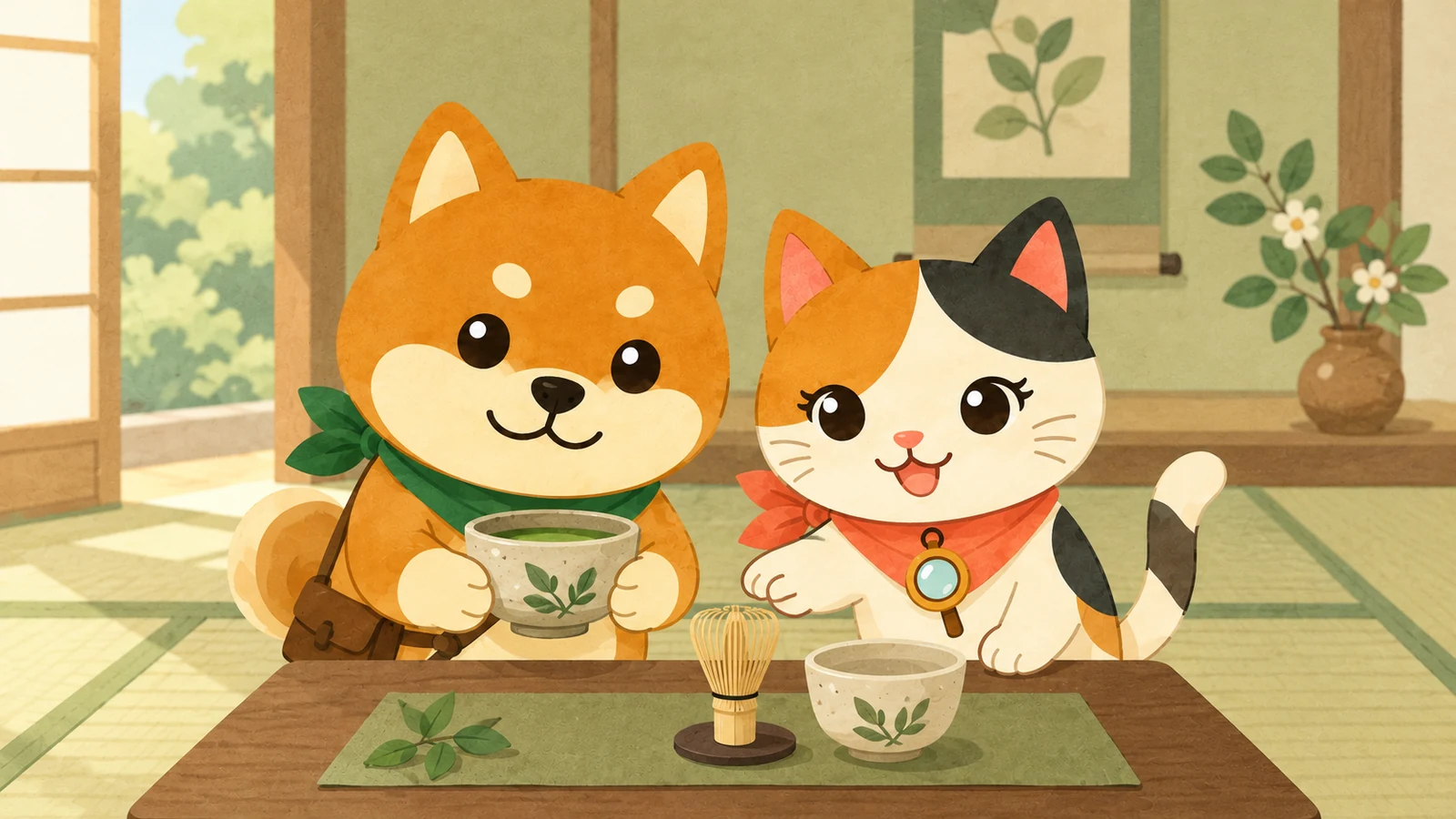 「子ども茶道体験」のイメージイラスト（みちみっけ）