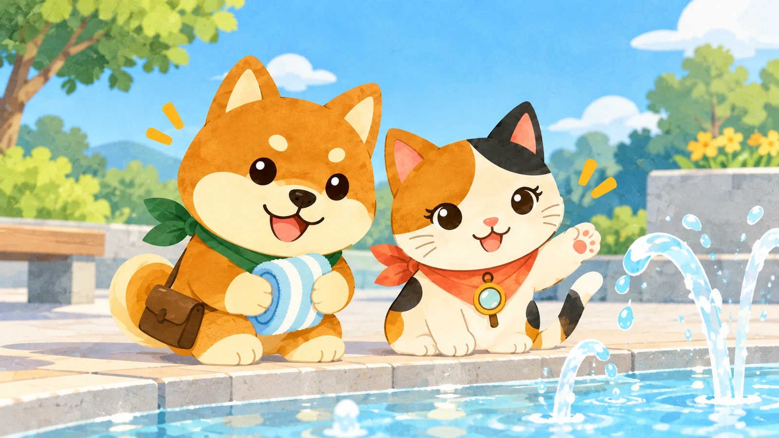 「光と音楽のイベント「第2回シキリラ」（いろは親水公園）」のイメージイラスト（みちみっけ）