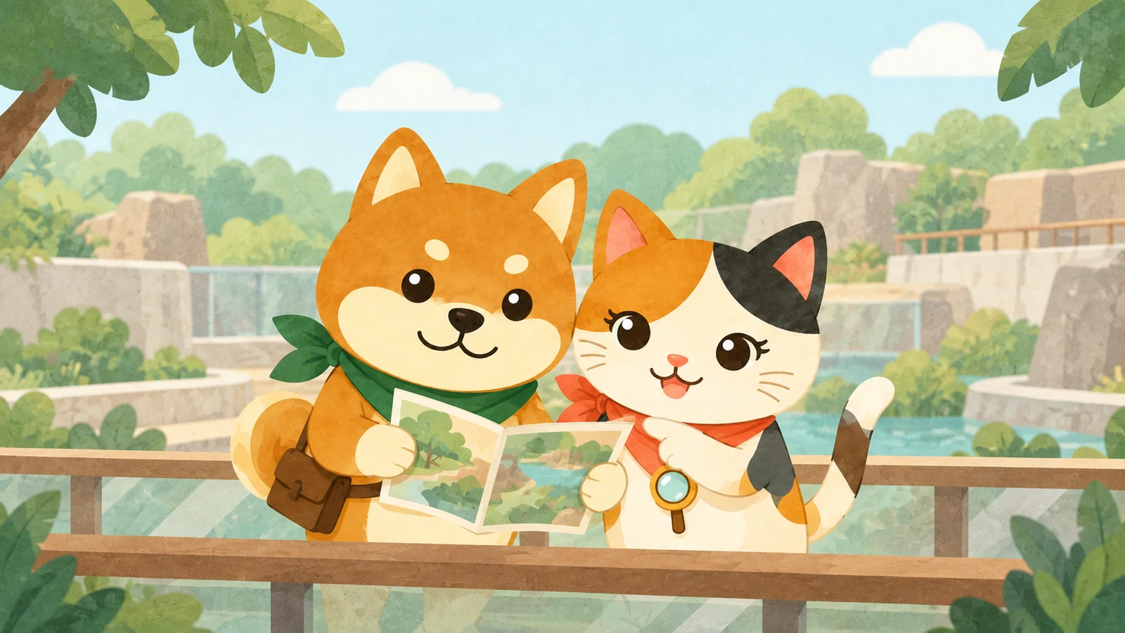 「親子で遊ぼう動物園」のイメージイラスト（みちみっけ）